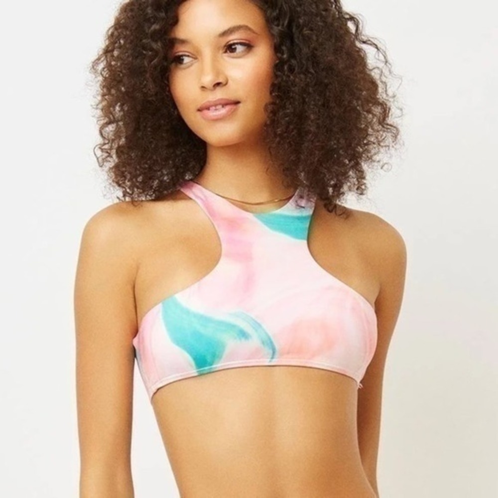 Frankie’s Rare Alexis Multicolor Patterned Bikini Swim Top In‎ Trip Size XL NWT